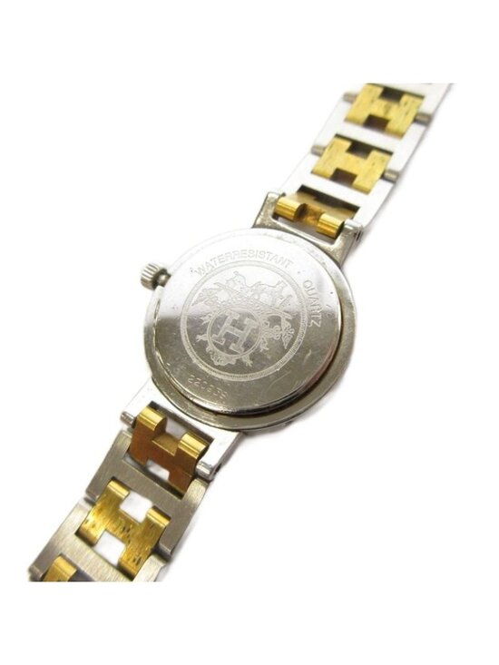 Hermes Clipper Watch Quartz Gold Color Silver KH main image 4